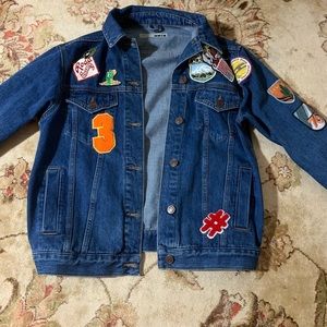 TopShop Moto Medium-Dark Wash Denim Jacket